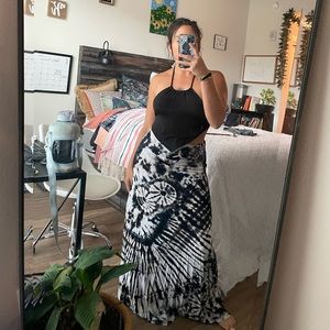 Tie Dye Maxi Skirt Black And white